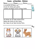 Vorschau - Arbeitsblätter - Haustiere Leserätsel - Lesen, schneiden, kleben - DaZ/DaF, Deutsch, Sachunterricht - Seite 1
