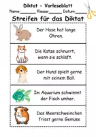 Vorschau - Arbeitsblätter - GRATIS - Diktat Thema Haustiere - DaZ/DaF, Deutsch (Klasse 1 bis 4) - Seite 1