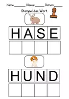 Vorschau - Arbeitsblätter - Haustiere Wörter stemplen - DaZ/DaF, Deutsch (Grundschule) - Seite 1