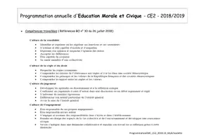 Aperçu - Préparation de séance / Séance complète - Programmation Education Moral et Civique CE2 - Page de couverture
