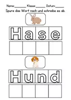Vorschau - Arbeitsblätter - Wörter nachspuren und schreiben Haustiere - DaZ/DaF/Deutsch - Seite 2