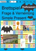 Vorschau - Spiele - Board Game / Brettspiel Fragen und Verneinungen im Simple Present für die 6. / 7. Klasse - Halloween Edition - Mit Anleitung und Lösungen als PDF - Deckblatt