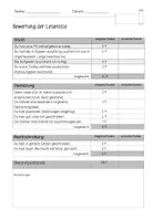 Vorschau - Arbeitsblätter - Bewertungsbogen Leserolle und Präsentation - mit Leistungstransparenz - Seite 1