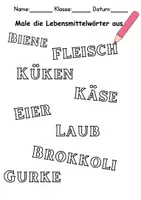 Vorschau - Arbeitsblätter - Lebensmittel Anmalen Wortschatz - Deutsch/DaZ/DaF/Kunst - Klasse 1 und 2 - Seite 2