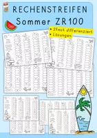 Vorschau - Arbeitsblätter - Sommerliche Rechenstreifen im ZR100 - Deckblatt