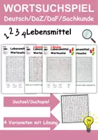 Vorschau - Arbeitsblätter - Wortsuchspiel/Wortsuche/Suchsel Lebensmittel (Grundschule) - 4 Varianten - Deckblatt