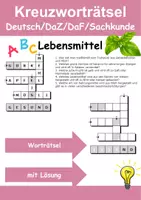 Vorschau - Arbeitsblätter - Kreuzworträtsel Lebensmittel (Grundschule) - mit Lösung - Deckblatt