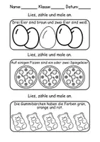 Vorschau - Arbeitsblätter - Lebensmittel Lesen, schneiden, malen - DaZ/DaF, Deutsch, Kunst, Zählen - Seite 2