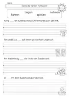 Vorschau - Arbeitsblätter - Verben konjugieren, Wortschatz Sommer, Arbeitsblätter - Seite 1