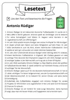 Vorschau - Arbeitsblätter - Leseverständnis - Antonio Rüdiger + Lösungen - Seite 1