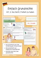 Vorschau - Unterrichtsreihen - Einfach Grundrechte - Art. 2: Das Recht, Freiheit zu haben (leichte Sprache).pdf - Deckblatt