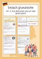 Vorschau - Unterrichtsreihen - Einfach Grundrechte - Art. 3: Alle Menschen sind vor dem Gesetz gleich (leichte Sprache) - Deckblatt