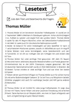 Vorschau - Arbeitsblätter - Leseverständnis - Thomas Müller + Lösungen - Seite 1