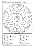 Vorschau - Arbeitsblätter - ⏰Uhrzeiten Rechenmandalas Klasse 1/2 | volle, halbe, Viertelstunden & 5-Minuten-Schritte - Seite 2