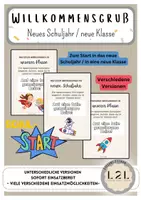 Vorschau - Bildkarten - Willkommensgruß - Neues Schuljahr / Neue Klasse - Deckblatt