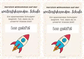 Vorschau - Bildkarten - Willkommensgruß - weiterführende Schule (als Geschenk, Anhänger, Karte,...) - Seite 2