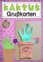 Vorschau - Mal- und Bastelvorlagen - Grußkarten Kaktus mit Handabdruck - Deckblatt