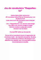 Aperçu - Jeux - Jeu de Vocabulaire Rappelles-toi thème l'été - Page 1