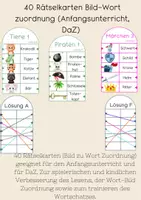Vorschau - Spiele - 40 Rätselkarten Bild-Wort (Anfangsunterricht, DaZ, Wortschatz) - Deckblatt
