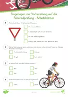 Vorschau - Arbeitsblätter - Fragebogen zur Vorbereitung auf die Fahrradprüfung - Seite 1