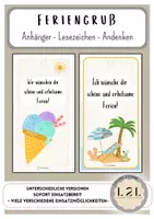Vorschau - Bildkarten - Lesezeichen - Feriengruß - Sommerferien - Abschiedsgeschenk - Deckblatt