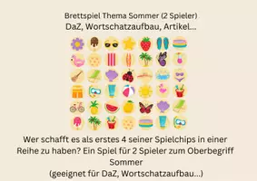 Vorschau - Spiele - Brettspiel Thema Sommer (2 Spieler) DaZ, Wortschatz - Deckblatt