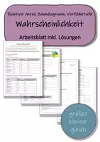 Vorschau - Arbeitsblätter - Wahrscheinlichkeit (Laplace, Baumdiagramm, Vierfeldertafel) - Arbeitsblatt / Merkblatt - Deckblatt