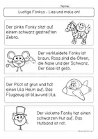 Vorschau - Arbeitsblätter - Lesen und anmalen, lustige Fonkys, Erstleser/Förderunterricht - Seite 2