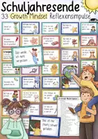 Vorschau - Aufgabenkarten - Schuljahresende Reflexion - 33 Growth Mindset Impulse - Deckblatt
