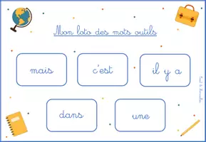 Aperçu - Apprentissages en autonomie - Loto de mots outils - Cursive + Script - Page 2
