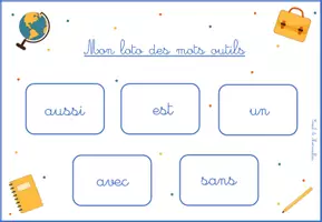Aperçu - Apprentissages en autonomie - Loto de mots outils - Cursive + Script - Page 3