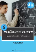 Vorschau - Arbeitsblätter - Natürliche Zahlen⎮Quadratzahlen und Potenzieren (Arbeitsblatt 7) - Deckblatt