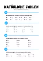 Vorschau - Arbeitsblätter - Natürliche Zahlen⎮Quadratzahlen und Potenzieren (Arbeitsblatt 7) - Seite 1