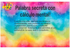 Vista previa - Juegos / Gamificación - Palabra secreta con cálculo mental - página 1
