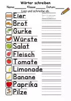 Vorschau - Arbeitsblätter - Lebensmittel Wörter und Sätze schreiben DaZ/DaF, deutsch - Seite 3