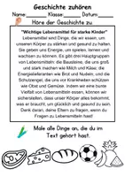 Vorschau - Arbeitsblätter - Lebensmittel Leseverstehen und Wortschatz - DaZ/DaF, Deutsch, Sachunterricht - Seite 1
