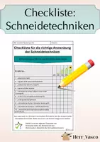 Vorschau - Arbeitsblätter - Schneidetechniken - Checkliste - Deckblatt