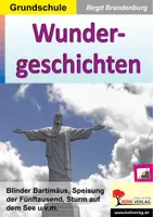 Vorschau - Arbeitsblätter - Wundergeschichten – Blinder Bartimäus, Speisung der Fünftausend, Sturm auf dem See | Bibel, Jesus, Heilung, Gleichnisse, drei Niveaustufen | Religion Grundschule Klasse 1-4 Lösungen - Deckblatt