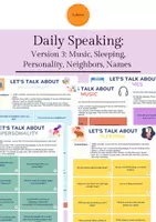 Vorschau - Arbeitsblätter - Daily Speaking - Version 3: Music, Sleeping, Personality, Neighbors, Names - Deckblatt