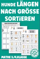 Vorschau - Arbeitsblätter - Hunde nach Größe sortieren Längen Zentimeter und Meter - Deckblatt