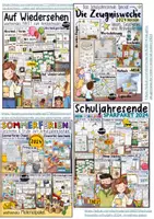 Vorschau - Mal- und Bastelvorlagen - Wassereis Geschenk - "Coole Sommerferien" / Schuljahresende / Ferien Feriengruß / Zeugnis - Seite 1