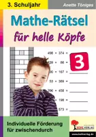 Vorschau - Arbeitsblätter - Mathe-Rätsel für helle Köpfe Klasse 3 | Zahlenraum 1000, Einmaleins, Grundrechenarten, Geometrie, Knobeln | Mathematik Grundschule Klasse 3 Lösungen - Deckblatt