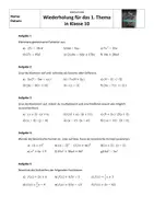 Vorschau - Arbeitsblätter - AB Vorwissen zu quadratischen Funktionen - Deckblatt