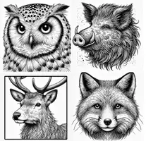 Vorschau - Mal- und Bastelvorlagen - Heimische Waldtiere Porträt Ausmalbilder (25 Malvorlagen) inkl. Stundenentwurf (PDF) - Seite 1