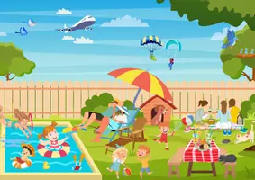 Vorschau - Arbeitsblätter - In the Garden - Wimmelbild und Aufgaben, inkl. Vokabeln und Useful phrases | Englisch, 5./6. Klasse, Summer - Seite 2