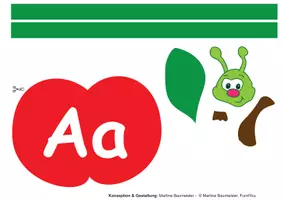 Vorschau - Mal- und Bastelvorlagen - Buchstabe der Woche A - einen Apfel basteln - Seite 1