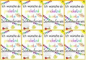 Vorschau - Mal- und Bastelvorlagen - ☀️Abschiedsgruß Sommerferien: Prickelnd bunte Sommerferien🌈 - Deckblatt