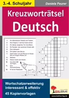 Vorschau - Arbeitsblätter - Kreuzworträtsel Deutsch Klasse 3-4 | Wortschatz, Nomen, Anfangslaute, Buchstaben, Rätsel, Wortschatztraining | Deutsch Grundschule Grundschrift Vertretungsstunden Lösungen - Deckblatt