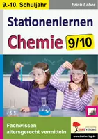 Vorschau - Stationenlernen - Stationenlernen Chemie Klasse 9-10 | Chemie Sekundarstufe I Säuren, Laugen, Salze, Atombau, Kohlenwasserstoffe, Kunststoffe, Differenzierung, Lösungen - Deckblatt