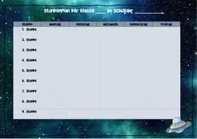 Vorschau - Arbeitsblätter - Stundenplan im Weltraumlook - Seite 1